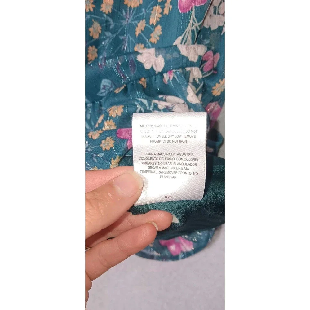 NWT! Lily Rose Smocked Tiered Maxi Dress Juniors Large Jade Blossom Green Puffed